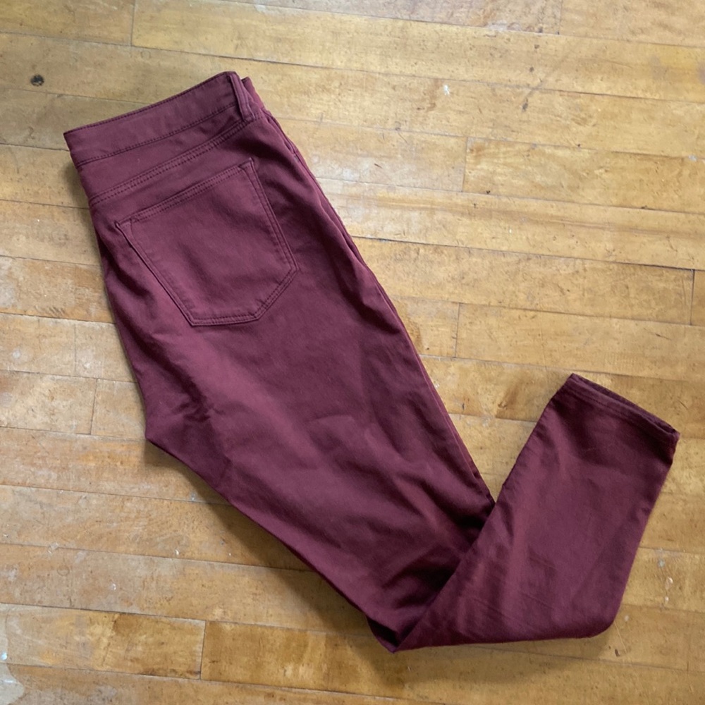 Topshop Red Leigh Moto Jeans